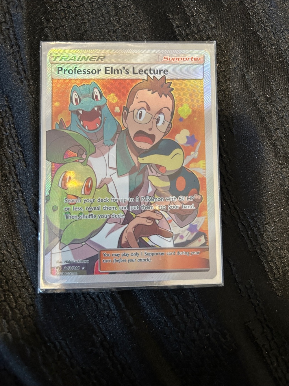 Pokemon Professor Elm's Lecture Full Art - Orange & Green Holo